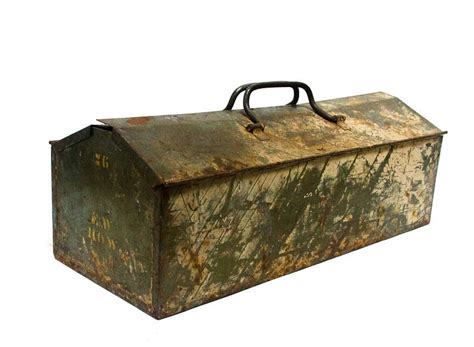 vintage metal military tool box with leather habdle|Vintage Military Tool Box for sale .